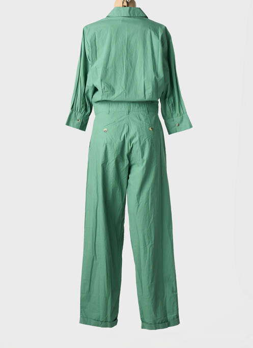 Salopetă-pantalon închidere cu nasturi pe față mâneci lungi verde LEON & HARPER femme