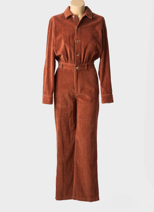 Salopetă-pantalon închidere cu nasturi pe față mâneci lungi maro LEON & HARPER femme