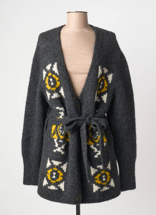 Vestă cu mâneci lungi guler în v gri LEON & HARPER homme