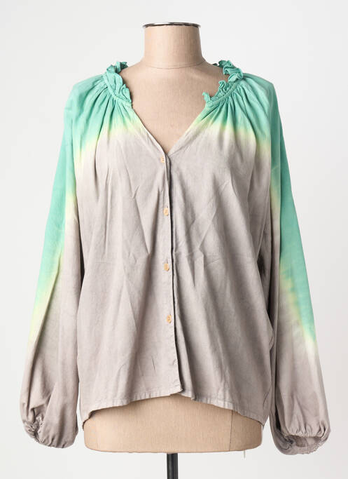 Cămașă imprimeu fantezie mâneci lungi verde DROLATIC femme