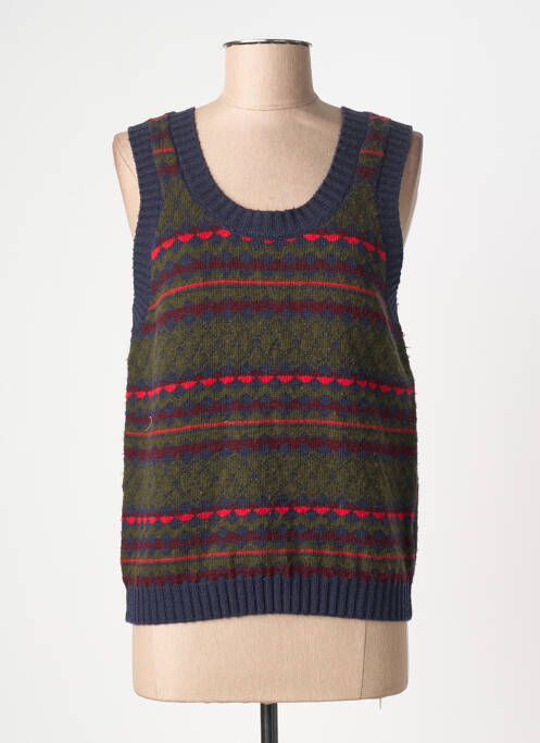 Pulover guler în v fără mâneci albastru LEON & HARPER femme