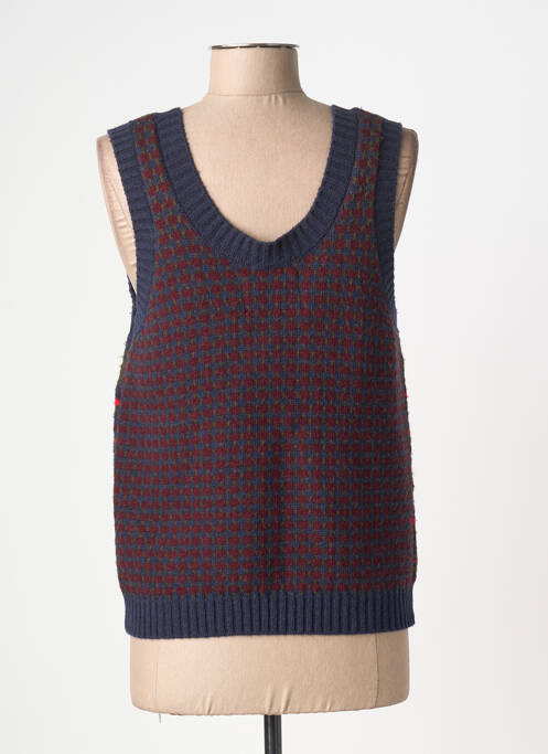 Pulover guler în v fără mâneci albastru LEON & HARPER femme