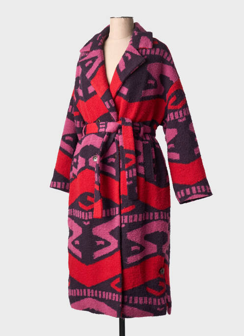 Palton lung croială cambrată fără glugă roșu SURKANA femme