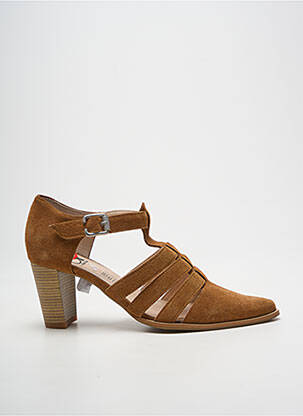 Sandale/pantofi decupați toc pătrat toc de 7 la 9 cm maro GEO-REINO femme