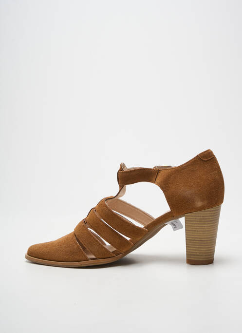 Sandale/pantofi decupați toc pătrat toc de 7 la 9 cm maro GEO-REINO femme