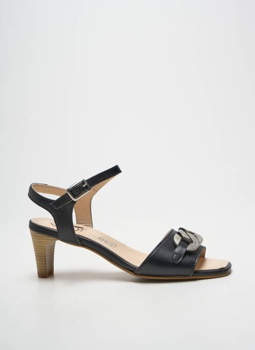 Sandale/pantofi decupați material neted toc de 7 la 9 cm negru GEO-REINO femme