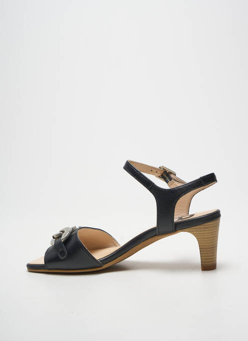 Sandale/pantofi decupați material neted toc de 7 la 9 cm negru GEO-REINO femme