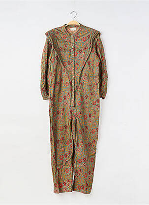 Salopetă-pantalon închidere cu nasturi pe față mâneci lungi verde CHERUBINA femeie