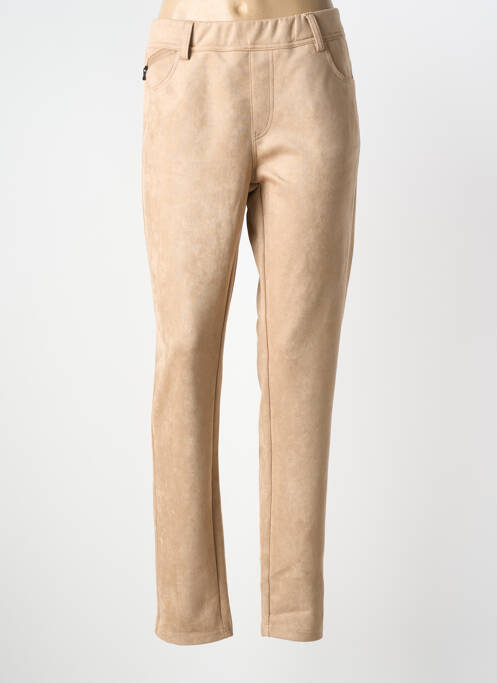 Pantalon slim talie elastică mărime normală bej GEVANA femme