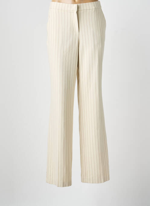 Pantalon drept țesătură crep talie înaltă bej TONI femme