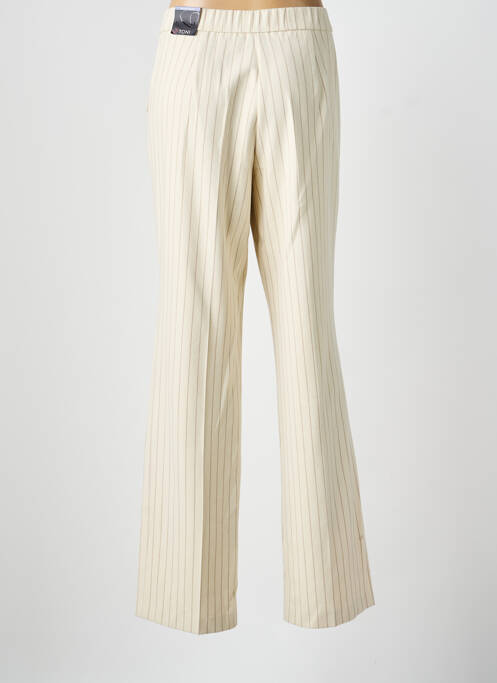 Pantalon drept țesătură crep talie înaltă bej TONI femme