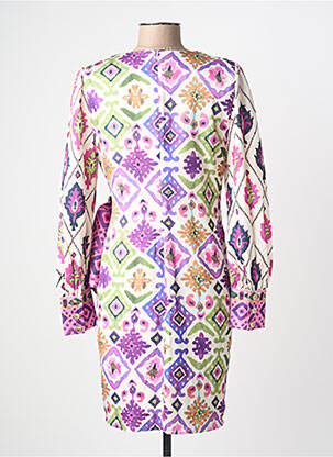 Rochie midi imprimeu fantezie mâneci lungi violet LESLIE femeie