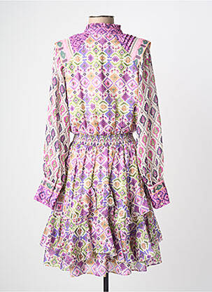 Rochie midi imprimeu fantezie mâneci lungi violet LESLIE femeie