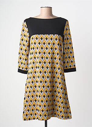 Rochie scurtă mâneci 3/4 mâneci 3/4 galben ELEONORA AMADEI femeie