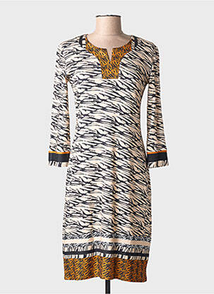 Rochie midi mâneci 3/4 mâneci 3/4 bej GEVANA femme