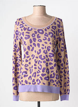 Pulover croială cambrată mâneci lungi violet LEO & UGO femeie