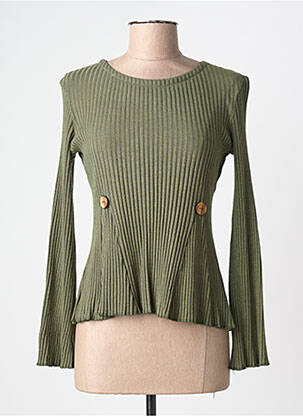 Pulover croială cambrată mâneci lungi verde LO! LES FILLES femeie