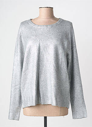 Pulover guler rotund mâneci lungi argintiu LOLA CASADEMUNT femme