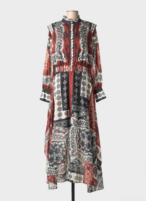 Rochie lungă mâneci lungi mâneci lungi maro LESLIE femme