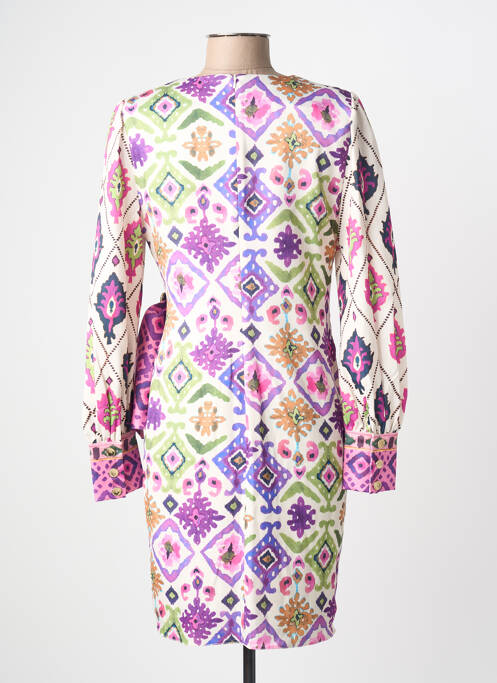 Rochie midi imprimeu fantezie mâneci lungi violet LESLIE femme