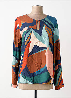 Bluză țesătură poplin mâneci lungi albastru GEVANA femme