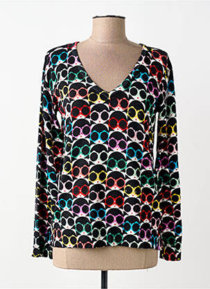 Pulover croială cambrată mâneci lungi negru LEO & UGO femme