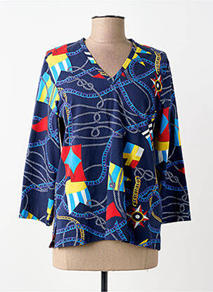Tricou mâneci 3/4 mâneci 3/4 albastru LEO & UGO femeie