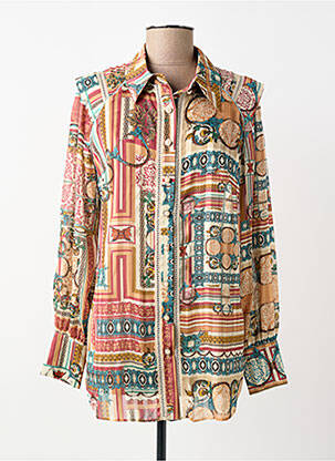 Tunică mâneci lungi imprimeu fantezie bej LESLIE femme