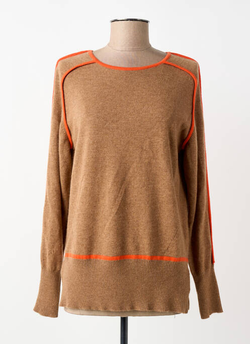 Pulover tunică elasticitate mâneci lungi maro LEO & UGO femme