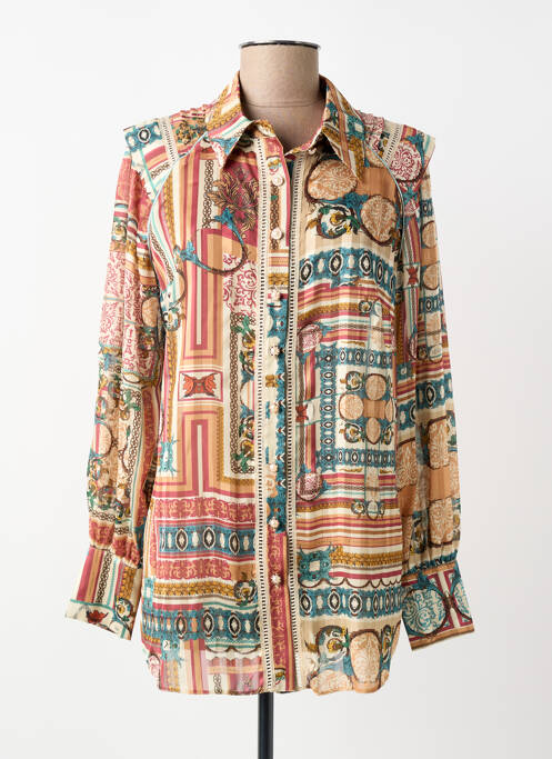 Tunică mâneci lungi imprimeu fantezie bej LESLIE femme