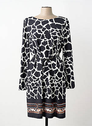 Rochie midi imprimeu fantezie mâneci lungi negru FUEGO WOMAN femme