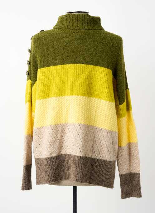 Pulover cu guler înalt tricotaj din plasă mâneci lungi verde ANANKE femme