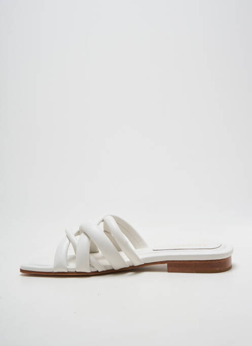 Mulete/saboți talpă exterioară din piele toc plat până la 3 cm alb MI/MAI femme