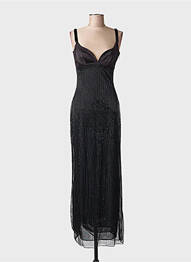 Rochie lungă croială cambrată bretele subțiri negru HOUSE OF CB LONDON femme