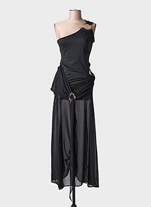 Rochie lungă țesătură crep fără mâneci negru INNOVARE DENIM femeie