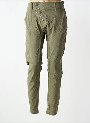 Pantalon slim talie elastică verde NÜ femeie