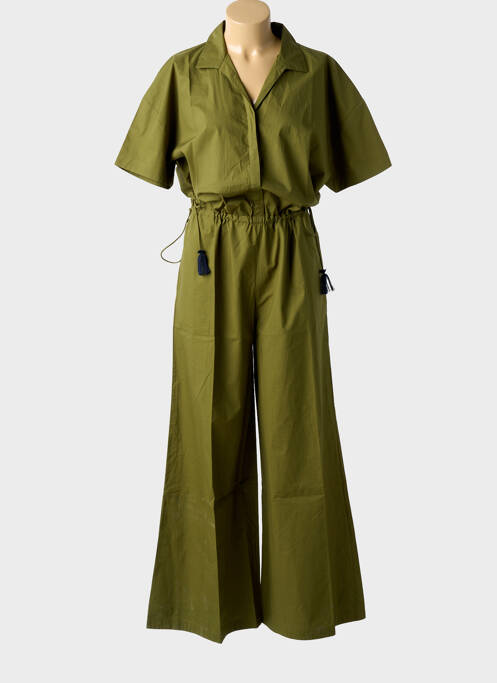 Salopetă-pantalon închidere cu nasturi pe față mâneci scurte verde MARE DI LATTE femme