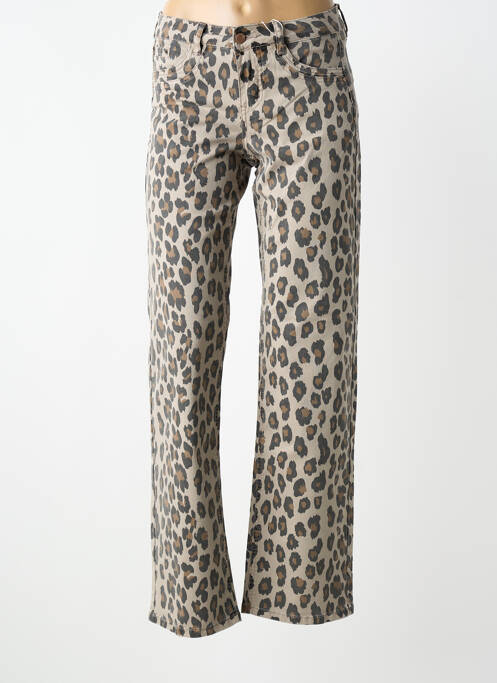Pantalon drept închidere cu fermoar sub clapetă cu nasturi bej CREAM femme