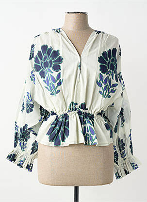 Bluză țesătură poplin mâneci lungi albastru MARE DI LATTE femme