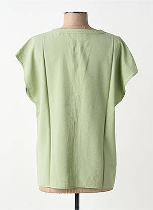 Bluză țesătură poplin mâneci scurte verde CREAM femeie