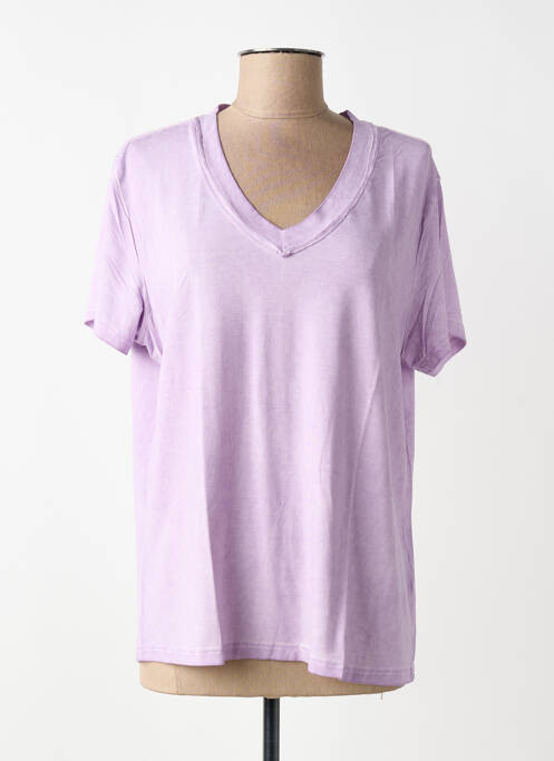 Tricou guler în v mâneci scurte violet NÜ femme