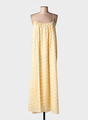 Rochie lungă imprimeu fantezie bretele subțiri galben OTTOD'AME femme