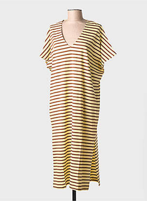 Rochie lungă imprimeu fantezie mâneci scurte galben PORTOFINO femme