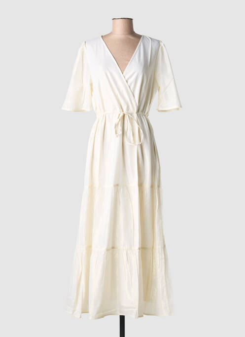 Rochie lungă imprimeu fantezie mâneci scurte bej CREAM femme