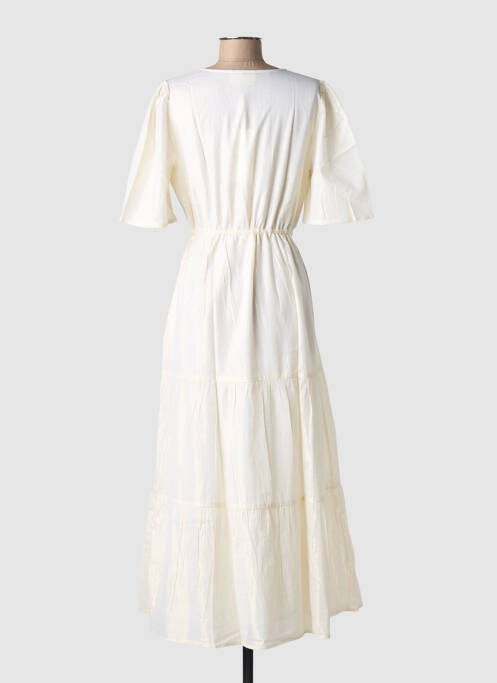 Rochie lungă imprimeu fantezie mâneci scurte bej CREAM femme