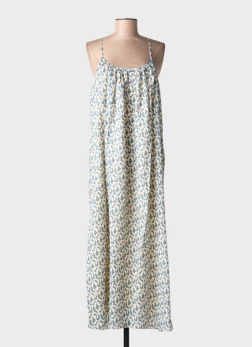 Rochie lungă imprimeu fantezie bretele subțiri albastru OTTOD'AME femme