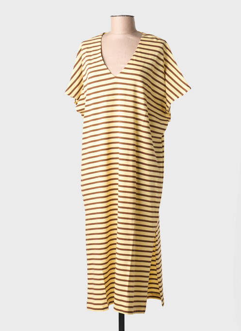 Rochie lungă imprimeu fantezie mâneci scurte galben PORTOFINO femme