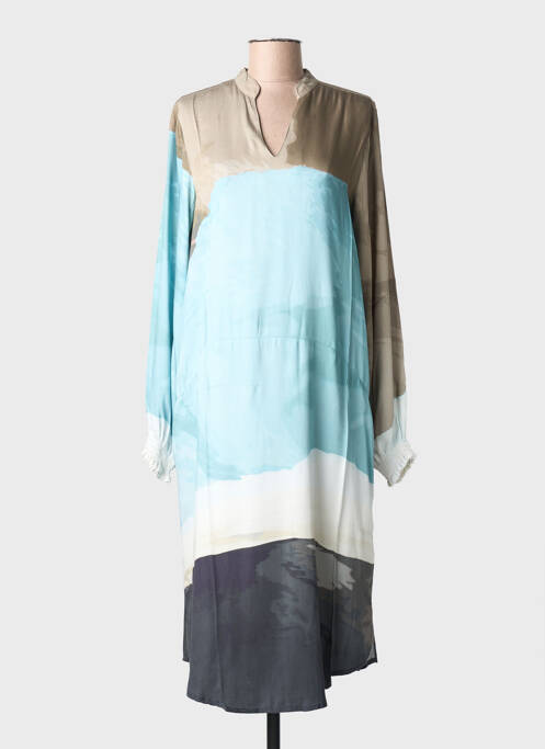 Rochie midi croială fluidă mâneci lungi albastru NÜ femme