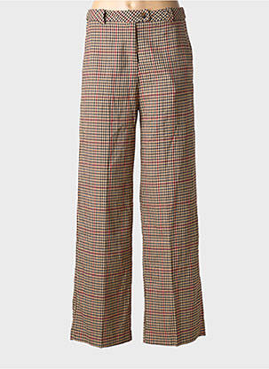 Pantalon larg închidere cu fermoar sub clapetă cu nasturi talie înaltă maro GRACE & MILA femme