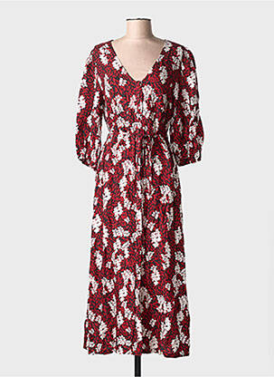 Rochie lungă imprimeu floral mâneci 3/4 roșu GRACE & MILA femeie